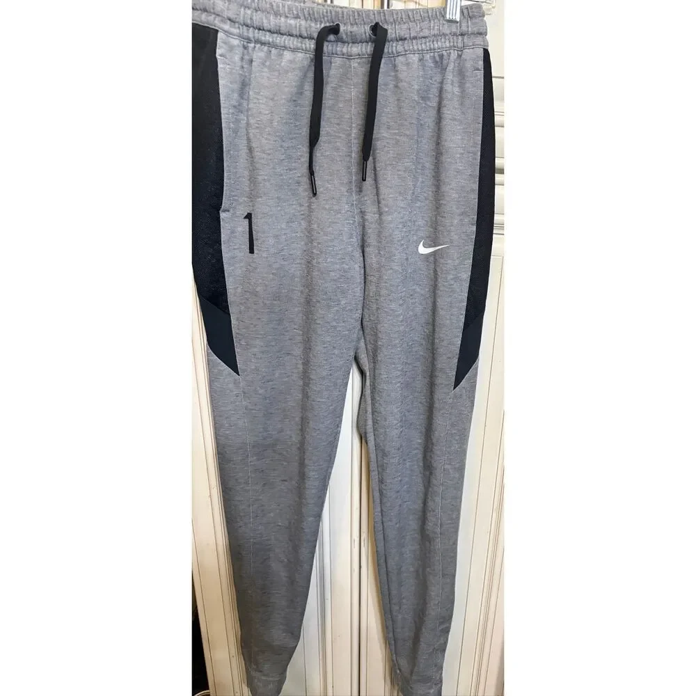 Nike Youth Dri-Fit Stock Showtime Basketball Jogger Pants Gray Black Size Small